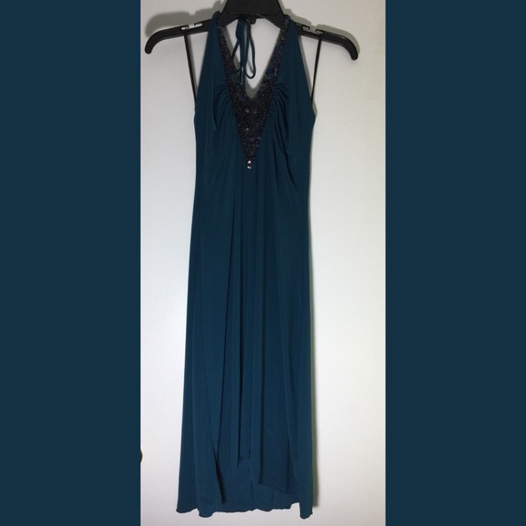 NWT Georgiou Studio Teal Halter Dress - Picture 6 of 7